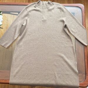 Chicos Travelers collection women’s gold shimmer knit dress sweater side slits